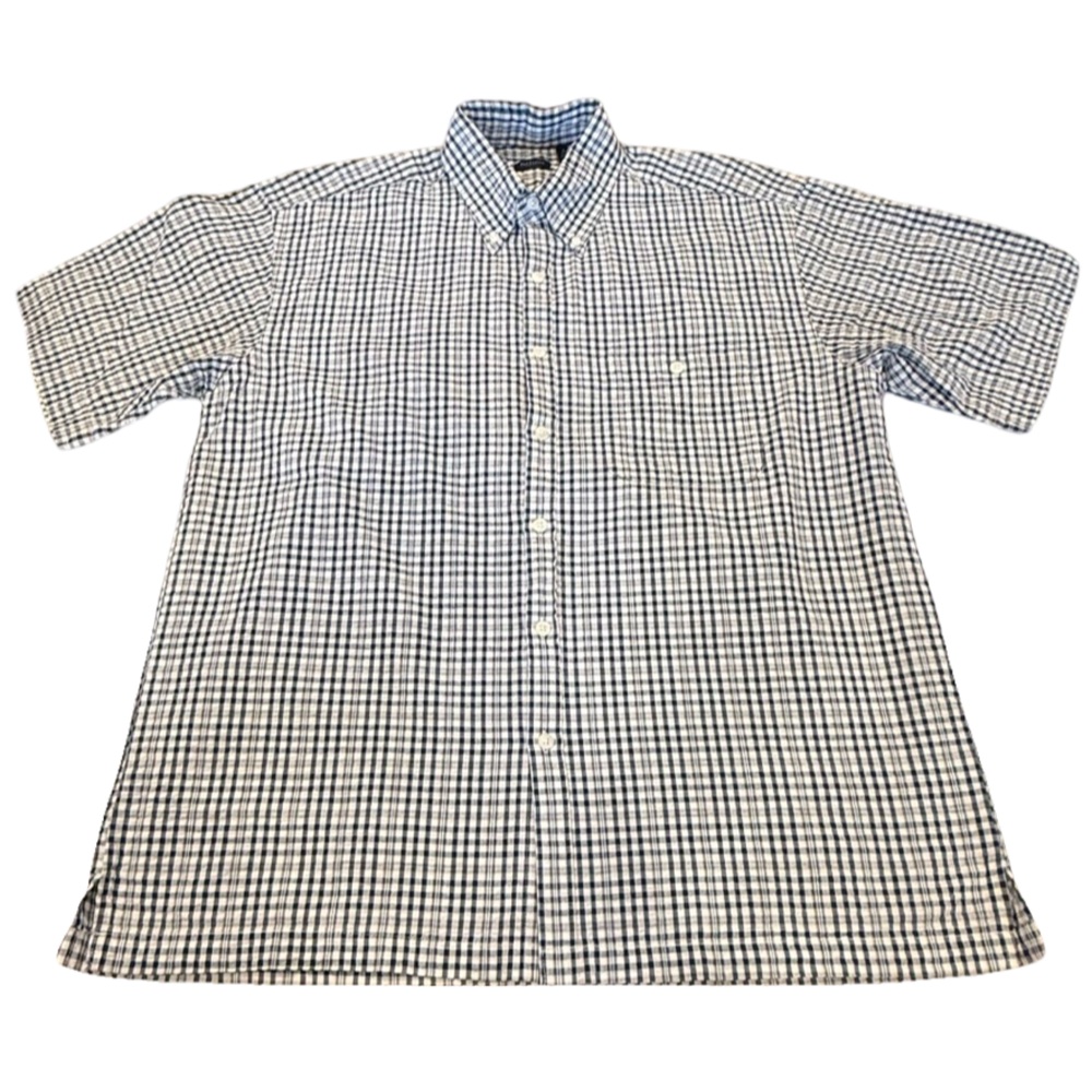 Van Heusen Blue and White Checkered Casual Button Down Shirt